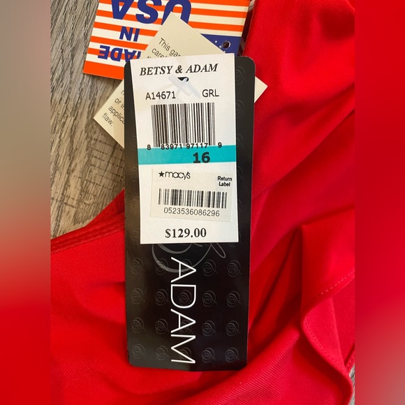 NEW Betsy & Adam Red Cocktail Dress, size 16 - Picture 4 of 9